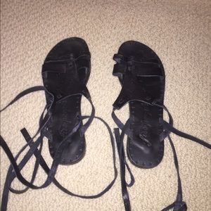 Black lace up sandals